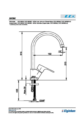 Eca Niobe Mix Sink Kitchen Faucet