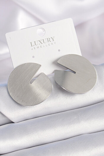 Skygo Brass Silver Color Circle Plate Model Women's Earrings - Tj-Bkp9524