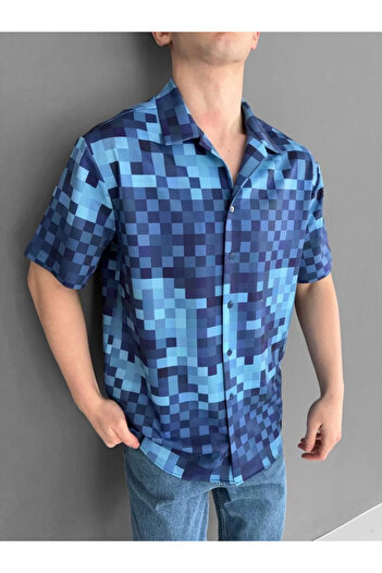 soonaksesuar Two Thread Fabric Printed Shirt - Blue