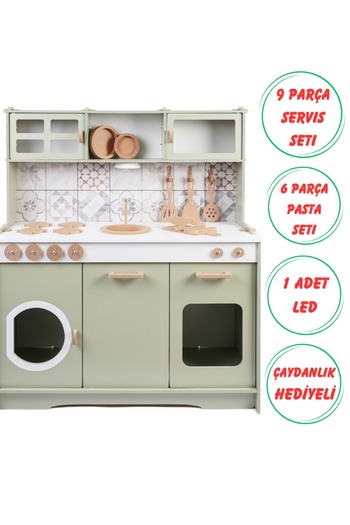HOBBY HOUSE Ahşap Oyuncak Pembe Pasta Seti Çaydanlık Hediyeli