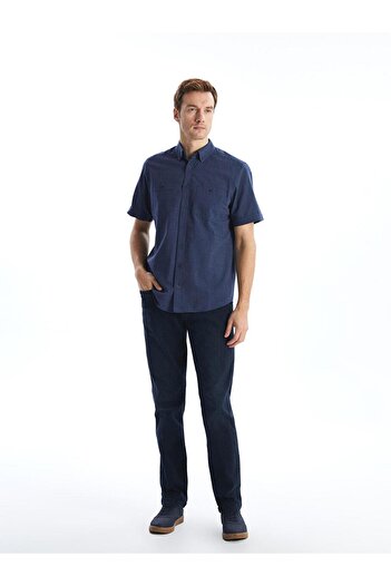 LC Waikiki Чоловіча сорочка з попліну LCWAIKIKI Classic Regular Fit з коротким рукавом