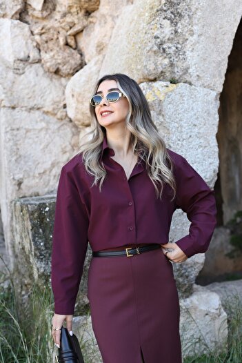 bytugcekaya Cămașă căptușită roșu Claret