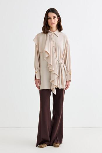 KADRİYE BAŞTÜRK Cod Flounce Tie-Up Shirt Stone
