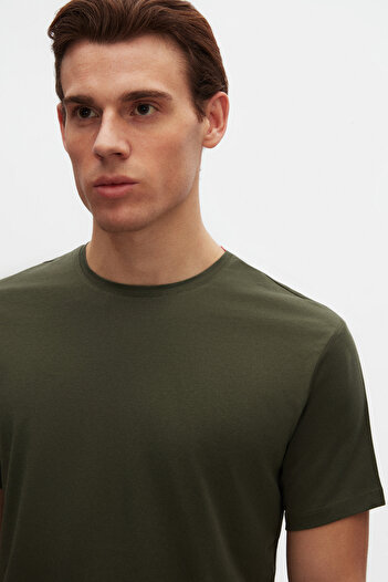 D'S Damat Slim Fit Khaki Crew Neck 100% Cotton Breathable T-Shirt
