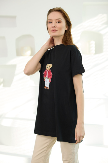 LOCCO Women's Black Short Sleeve Crew Neck