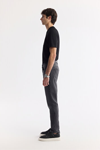 Avva Men's Anthracite Stone Washed Cotton Elastane Berlin Slim Fit Jean Pants A51Y3513