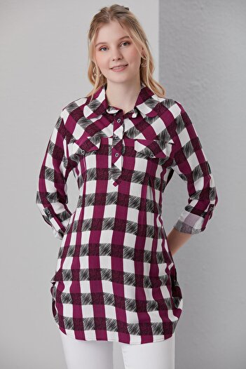 Işşıl 4068-viscose Plaid Maternity Shirt