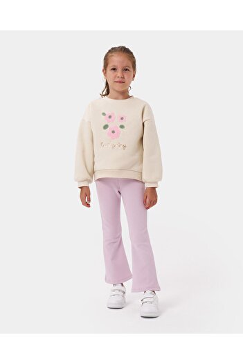 Magu Girl's Spanish Tights and Embroidered Cotton Sweatshirt Set