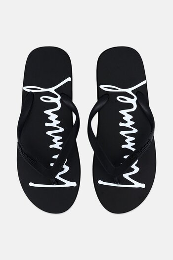 hummel Men Brand Logo Flip Flop Slippers, Black