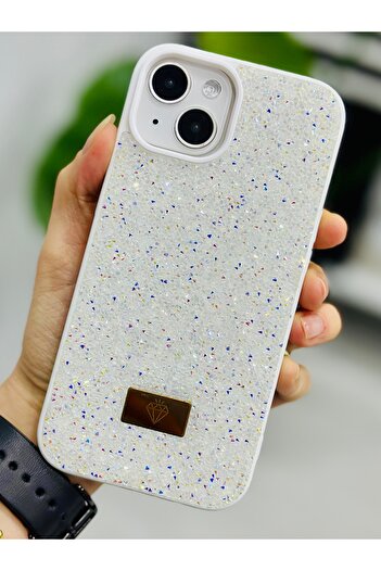 Go Aksesuar iPhone 14 Plus and 15 Plus Compatible Diamond Design Rhinestone Sparkling Shiny Diamond Silicone Case