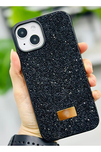 Go Aksesuar iPhone 14 Plus and 15 Plus Compatible Diamond Design Rhinestone Sparkling Shiny Diamond Silicone Case