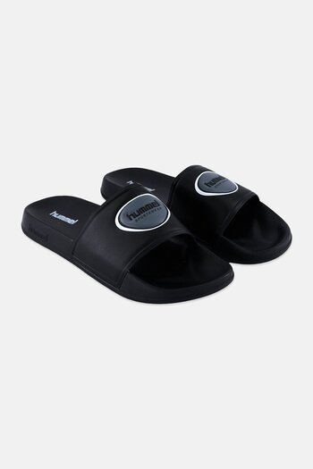 hummel Men Brand Logo Pool Badge Slides, Black
