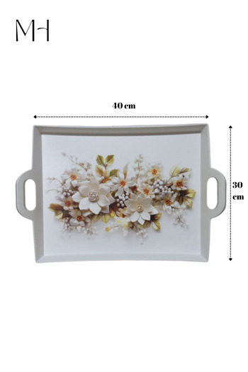 MAKRİ HOME Rectangular Tray with Stylish Pattern and Useful Handles in 40cm X 30cm Sizes