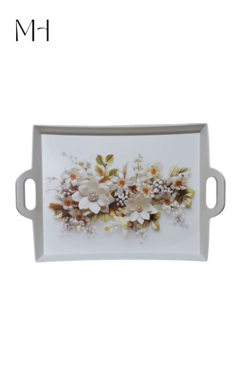 MAKRİ HOME Rectangular Tray with Stylish Pattern and Useful Handles in 40cm X 30cm Sizes