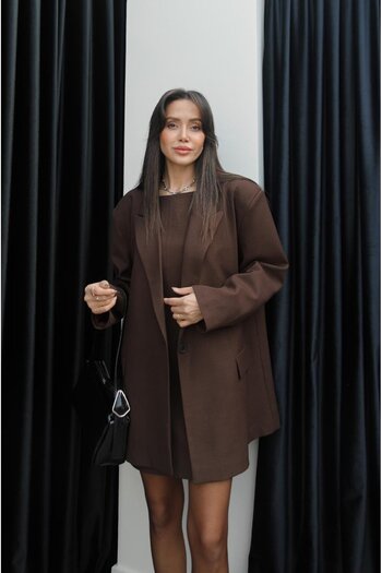 Havoş Brown Single Button Blazer Jacket