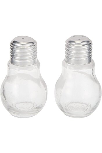 Harmony Bulb Shape Glass Salt & Pepper With Metal Lid Set - 2 Pieces