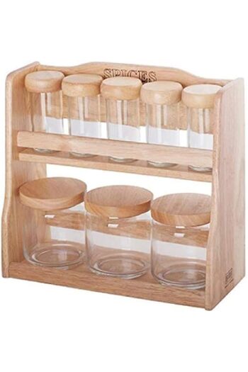 Billi 5 Pieces Spice Bottles And 3 Canister Set With Wooden Stand, 26.5 X 12 30 cm, Gw-Og56/3Sp5
