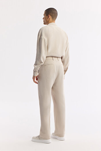 Avva Erkek Bej Klasik Bel Toka Detaylı Soft Touch Baggy Fit Pantolon A51Y3033