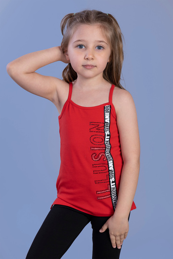 Toontoy Girl's Illusion Printed Tank Top with Stripe Accessories