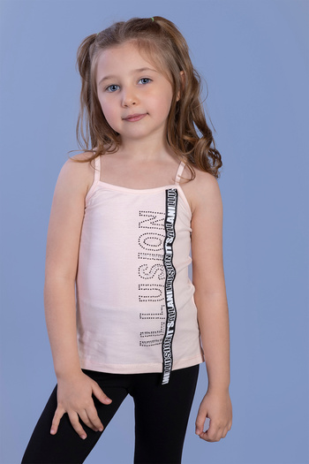 Toontoy Girl's Illusion Printed Tank Top with Stripe Accessories