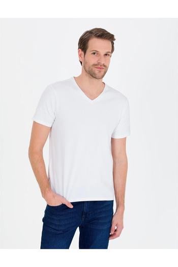 Pierre Cardin Men's Slim Fit Basic T-Shirt-White