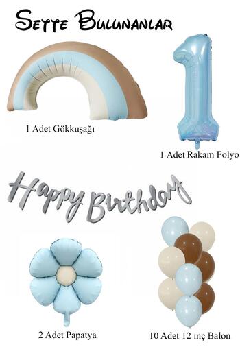Patladı Gitti Retro 1 Year Old Daisy Themed Baby Boy Concept Birthday Set