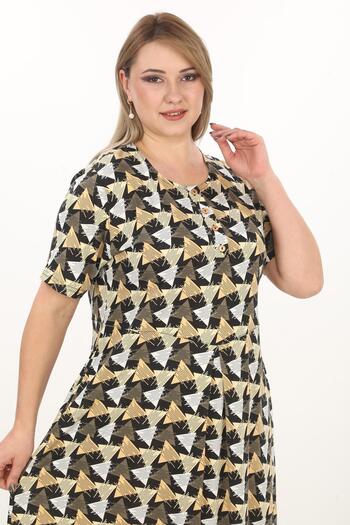 STELLETO Buttoned Collar Patterned Summer Plus Size Dress
