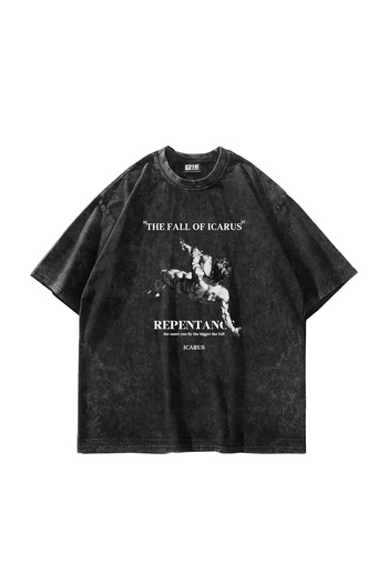 Sekizbiraltı Μπλουζάκι με στάμπα Icarus με ψηλό γιακά Unisex μαύρο oversize