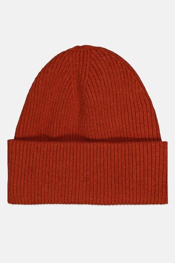 Gant Men Brand Logo Knitted Beanie, Rust Brown