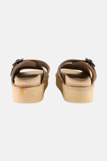 CLARKS Women Standard Crepe Slide Slip On Sandals, Beige