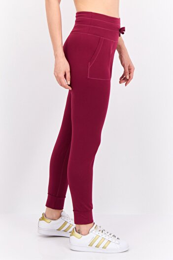 Hype Women Drawstring Plain 28 Inseam Sweatpants, Maroon