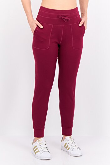 Hype Women Drawstring Plain 28 Inseam Sweatpants, Maroon