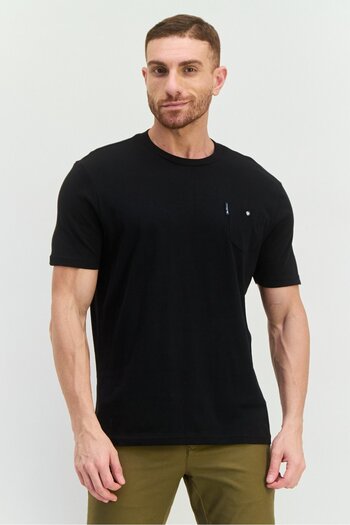 Ben Sherman Men Crew Neck Short Sleeves Brand Logo T-Shirt, Black