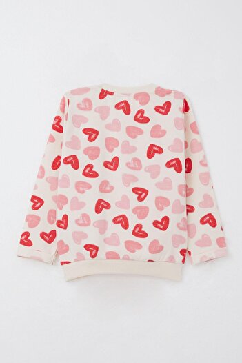 Breeze Kız Bebek Eşofman Takım Kalp Rüyası Pantolonu Fiyonklu 9 Ay-3 Yaş, Krem