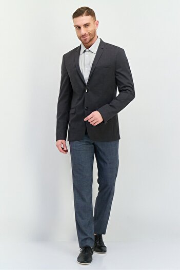 Calvin Klein Men Slim Fit Plain Semi-Formal Blazer, Dark grey