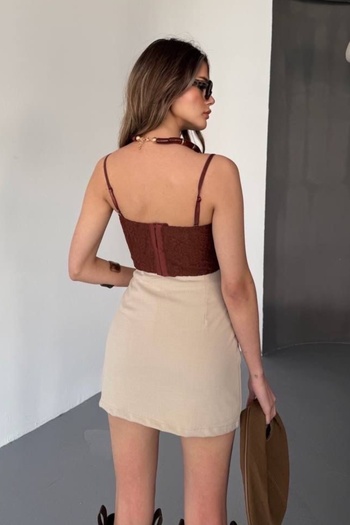 Ded COLLECTION Γυναικεία χρυσή φούστα με λεπτομέρεια με σχισμή