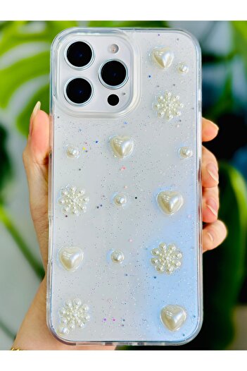 Go Aksesuar iPhone 16 Promax Compatible Snowflake Design Silicone Case with Toy