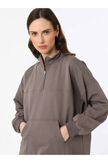 Benin Soft Textured Cotton Sweatshirt & Skirt Set - Mink - Benin