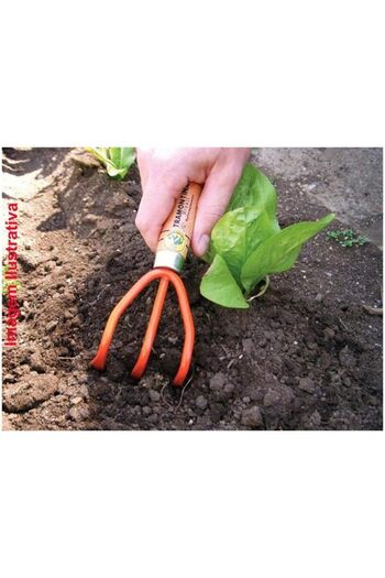 TRAMONTINA Since 1911, Made In Brazil - Gardening Rake Metal With 3 Teeth And Wooden Handle
