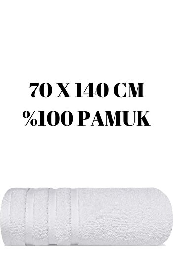 KAYABEY HOME Λευκή Πετσέτα Μπάνιου 100% Βαμβακερή Γραμμή με Μοτίβο 70 x 140 cm 305 gr Ένα Τεμάχιο