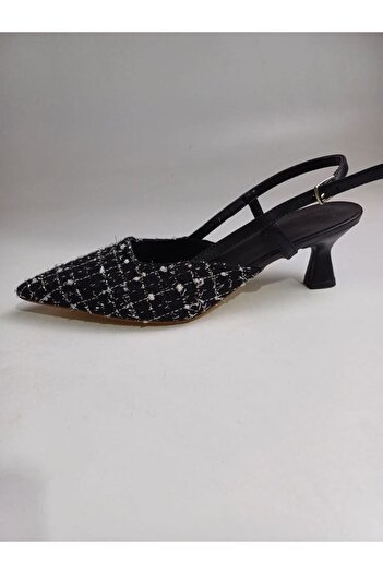 Gökhan Talay Sophie Black Patterned Fabric Low Heeled (4 cm) High Heeled Shoes