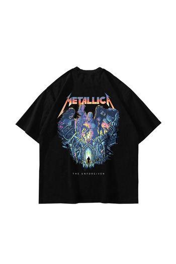Sekizbiraltı Μπλουζάκι Unisex με στάμπα Metallica Unforgiven Μαύρο Oversize