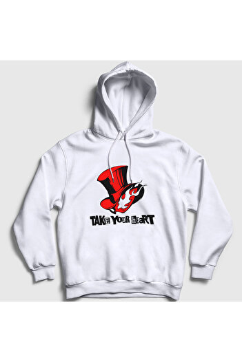Presmono Persona 5 Унісекс Білий Світшот з Капюшоном - Take Your Heart 424601tt