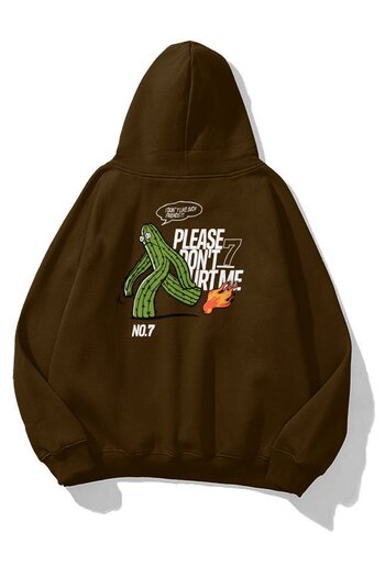 Trendiz Φούτερ με κουκούλα με κουκούλα Unisex Brown Please Dont Hurt Me