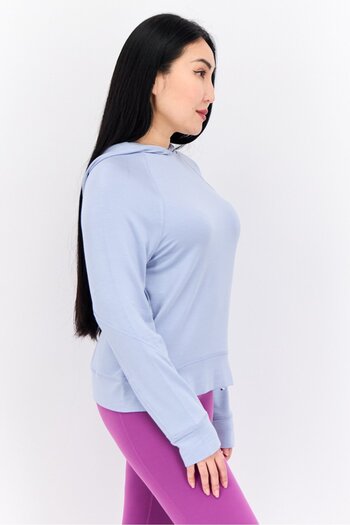 Hype Women Hooded Solid Sweatshirts, Light Blue