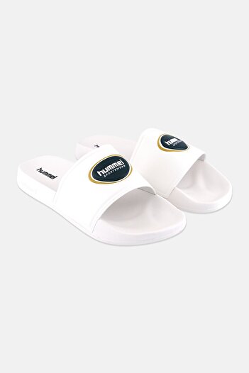 hummel Men Brand Logo Pool Badge Slides, White
