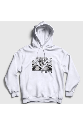 Presmono Φούτερ Vinland Saga Anime Unisex με λευκή κουκούλα - Thorfinn 470141 ττ