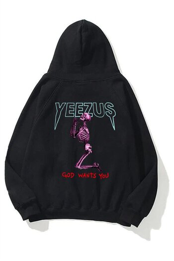 Trendiz Unisex Ο Θεός σε θέλει Yeezus Μαύρο φούτερ με κουκούλα