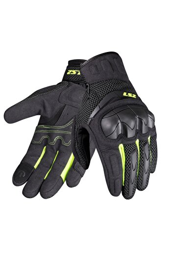 LS2 Summer Gloves Kubra Black Anthracite Neon Yellow