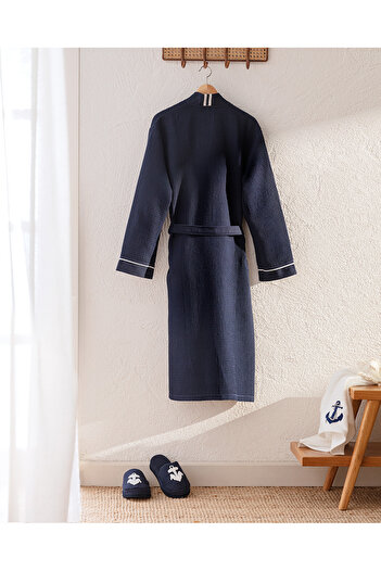 Madame Coco Unisex Marty Kimono - Σετ μπουρνούζι/παντόφλες - Yat Collection - Navy Blue